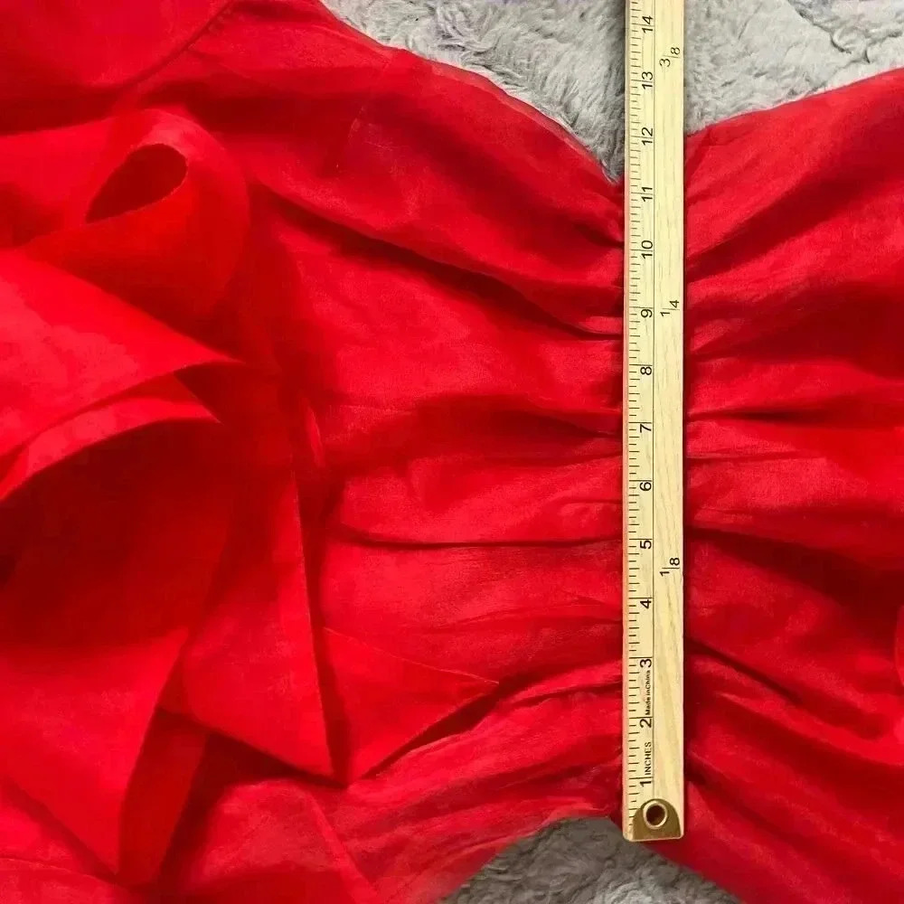 Show me Your Mumu Red Ruffle Puff Sleeve Dress NWT Romantic Coquette - Picture 8 of 15